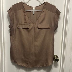 Brown v-neck blouse size S